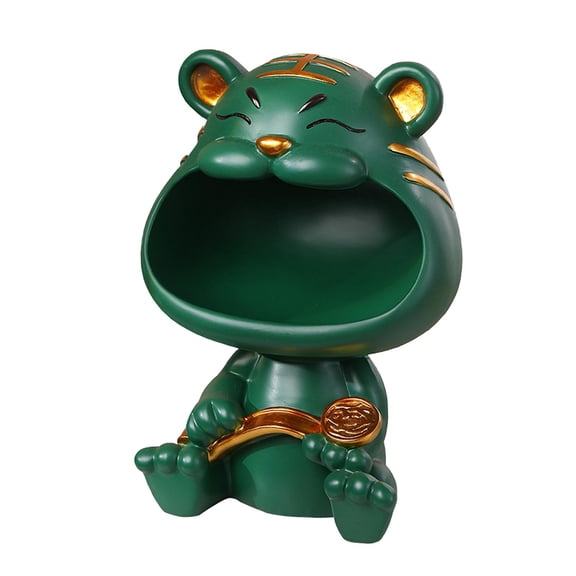 Dualoai Animal Statue Storage Container Holder Resin Figurine Sundries Container Jewelry Green