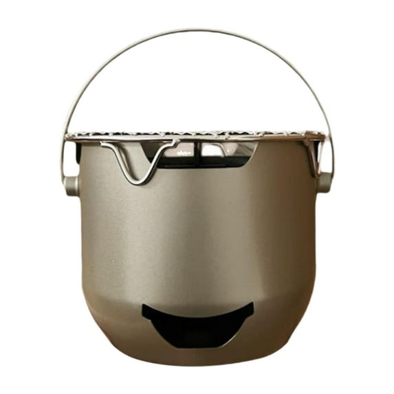 Dualoai BBQ Grill BBQ Grill Portable BBQ Rack Teapot Warmer for Backpacking Hiking green