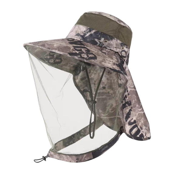 Dualoai Bee Netting Hat Beekeeper Bucket Hat Polyester Net Portable for Men Women Summer Brown