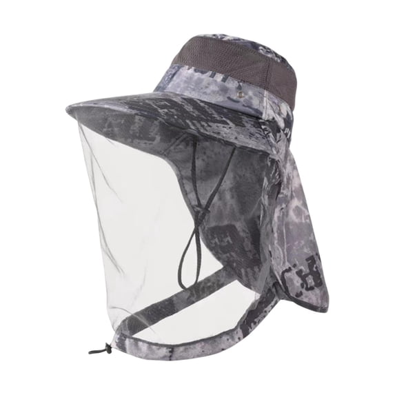 Dualoai Bee Netting Hat Beekeeper Bucket Hat Polyester Net Portable for Men Women Summer Grey