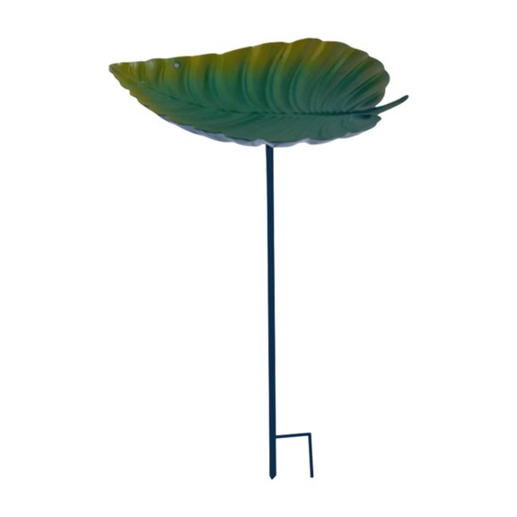 Dualoai Bird Feeder Metal Bird Bath Gift Leaf Shape Ornament Birdfeeder with Metal Stake