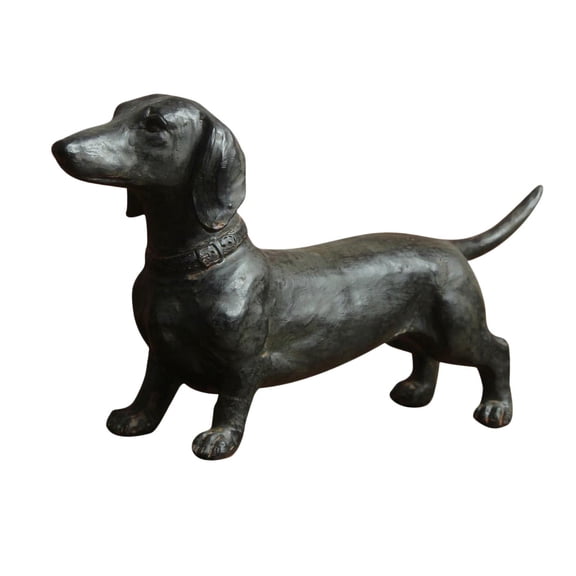 Dualoai Black Dog Statue Decoration Animals Dog Puppy Art Sculpture Indoor Outdoor Resin