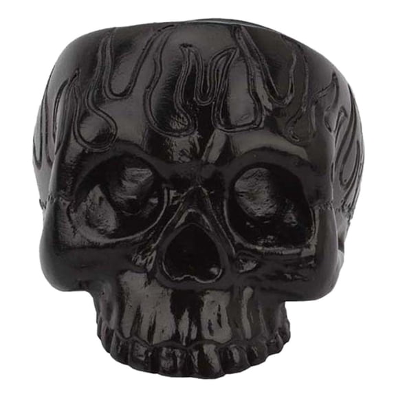 Dualoai Black Skull Shape Statue Collectible Figurine Sculpture Tea Light Candle Holder for Halloween Party Decor