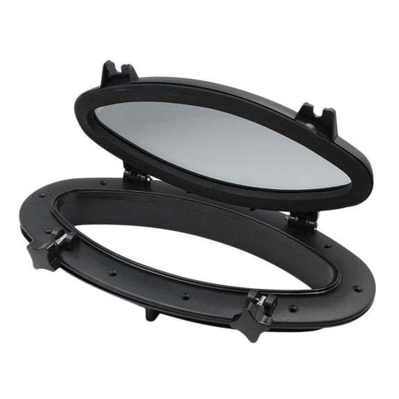 Dualoai Boat Yacht Oval Porthole 16" x 8" Replacement Window Port Hole Glass, Black
