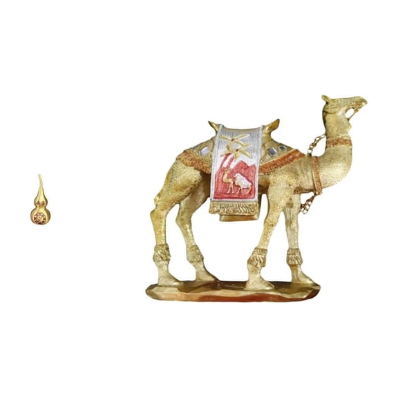 Dualoai Brass Gourd Camel Statue Feng Shui Ornament Handcrafted Resin Animal Sculpture Desktop Centerpieces for Spring Festival Entrance Shelf Decor Multifunctional