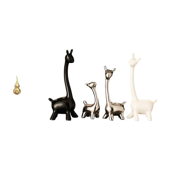 Dualoai Brass Gourd Giraffe Statue Ceramic Feng Shui Ornament Handcrafted Desktop Centerpiece Modern Creative Souvenir for Spring Festival Decor Multifunctional Office Bookshelf Bedroom