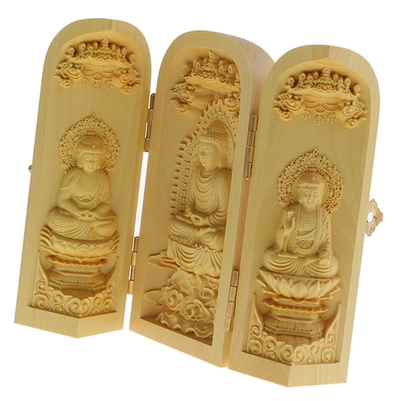 Dualoai Buddha statue carved locker box sculpture decoration from boxwood style-2