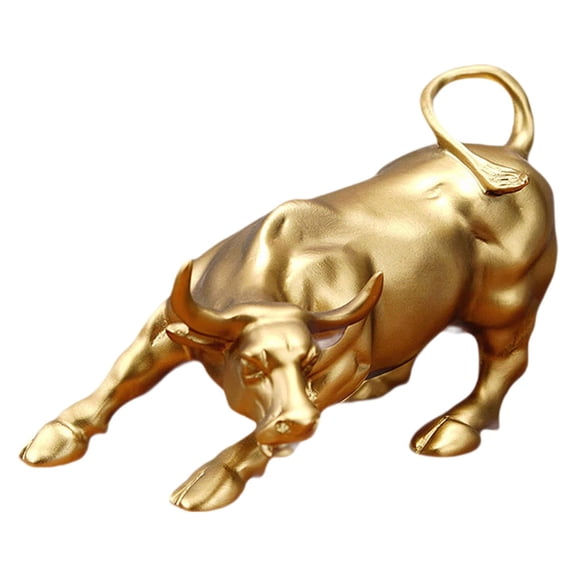 Dualoai Bull Statue Sculpture Desktop Decoration 19.5x13x13cm for Bookshelf Tabletop
