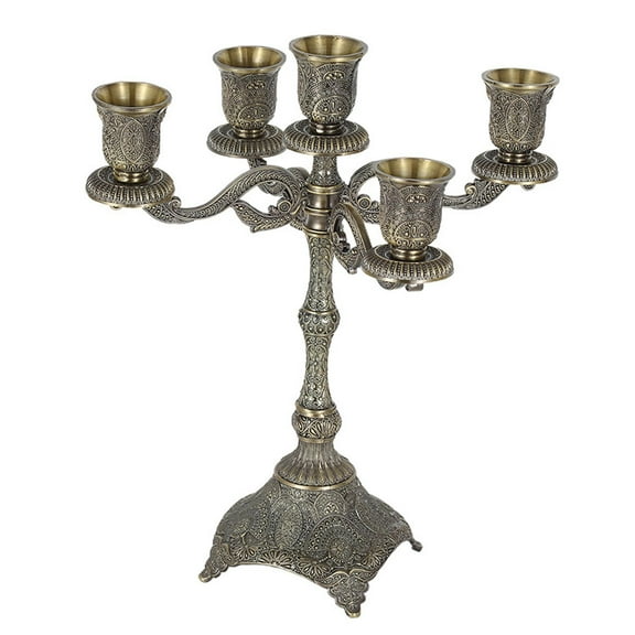 Dualoai Candlestick Candelabrum Farmhouse Housewarming Wedding Tapered Candle Holder 5 Arms 10x10x30.5cm