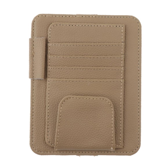 Dualoai Car Sun Visor Organizer - Auto Accessories Document Holder - Car, Truck, Registration Insurance Storage Pouch Essentials Gift For Any Driver - Beige, as described