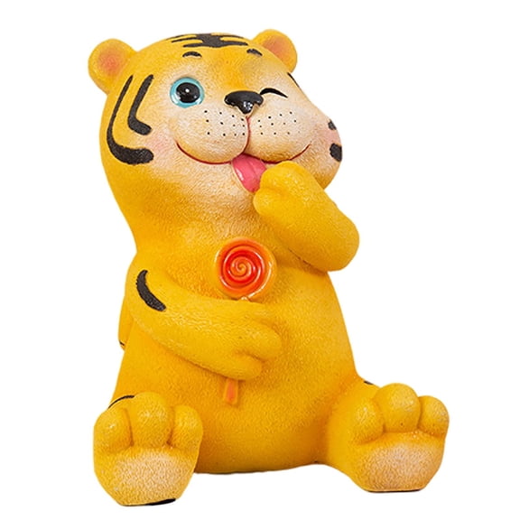 Dualoai Cartoon Tigers Piggy Bank Saving Pot Art Craft Tigers Money Box Tigers Sculpture Action Figurine for Living Room Tabletop Bedroonm Decor