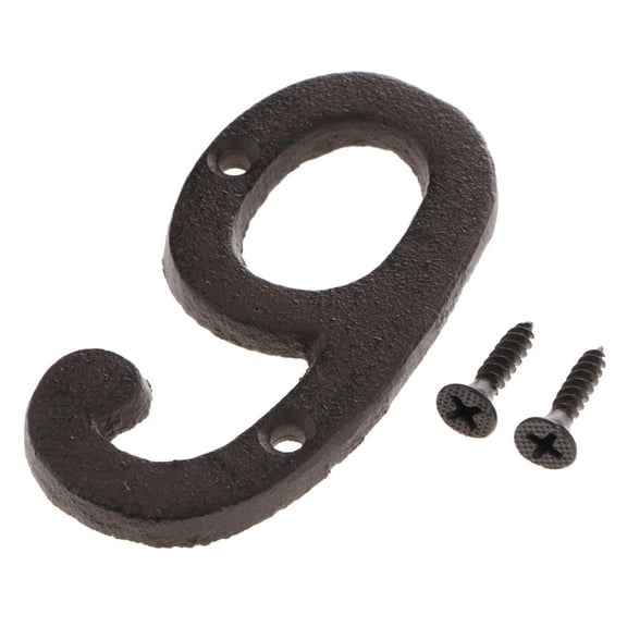 Dualoai Cast Wrought Iron Door Number Signs Plaque Country Style Digit Label Plate with Number 9