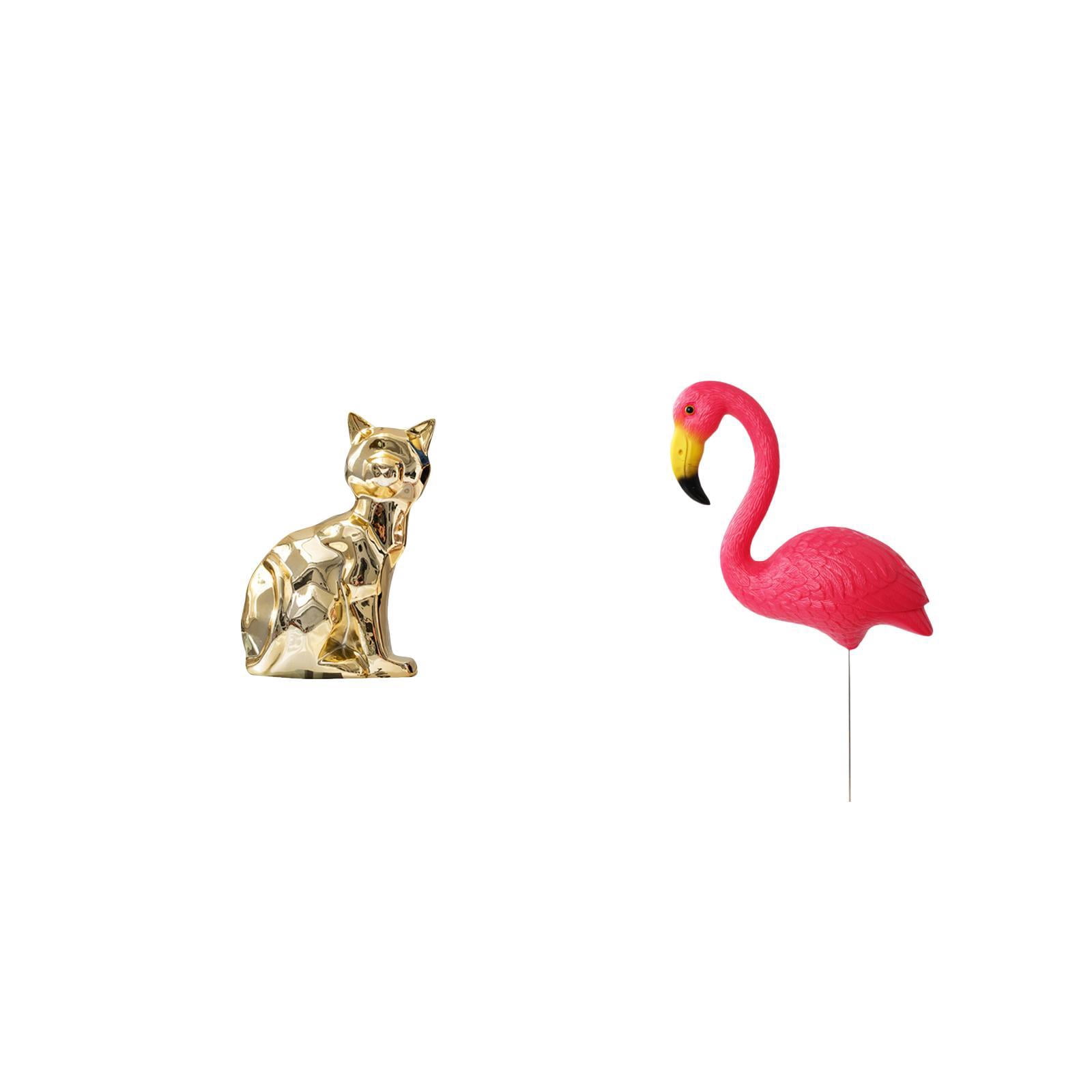 Dualoai Cat Bird Statue Decorative Figurine Animal Sculpture Art Craft Ornament for Fireplace Yard Art Ornament Backyard Fairy Garden Accessories Flamingo Garden Stake Sculpture for Holiday