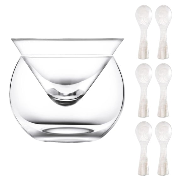 Dualoai Caviar Chiller Server Set Bowl Caviar Serving Set for Cocktail Wine Martinis