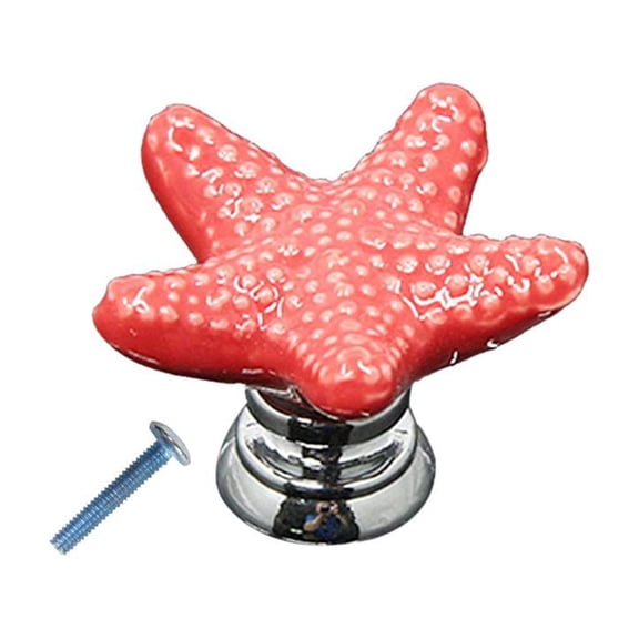 Dualoai Ceramic Design Cabinet Drawer Knobs Pull Handles, Cabinet Hardware, for Decor - Red