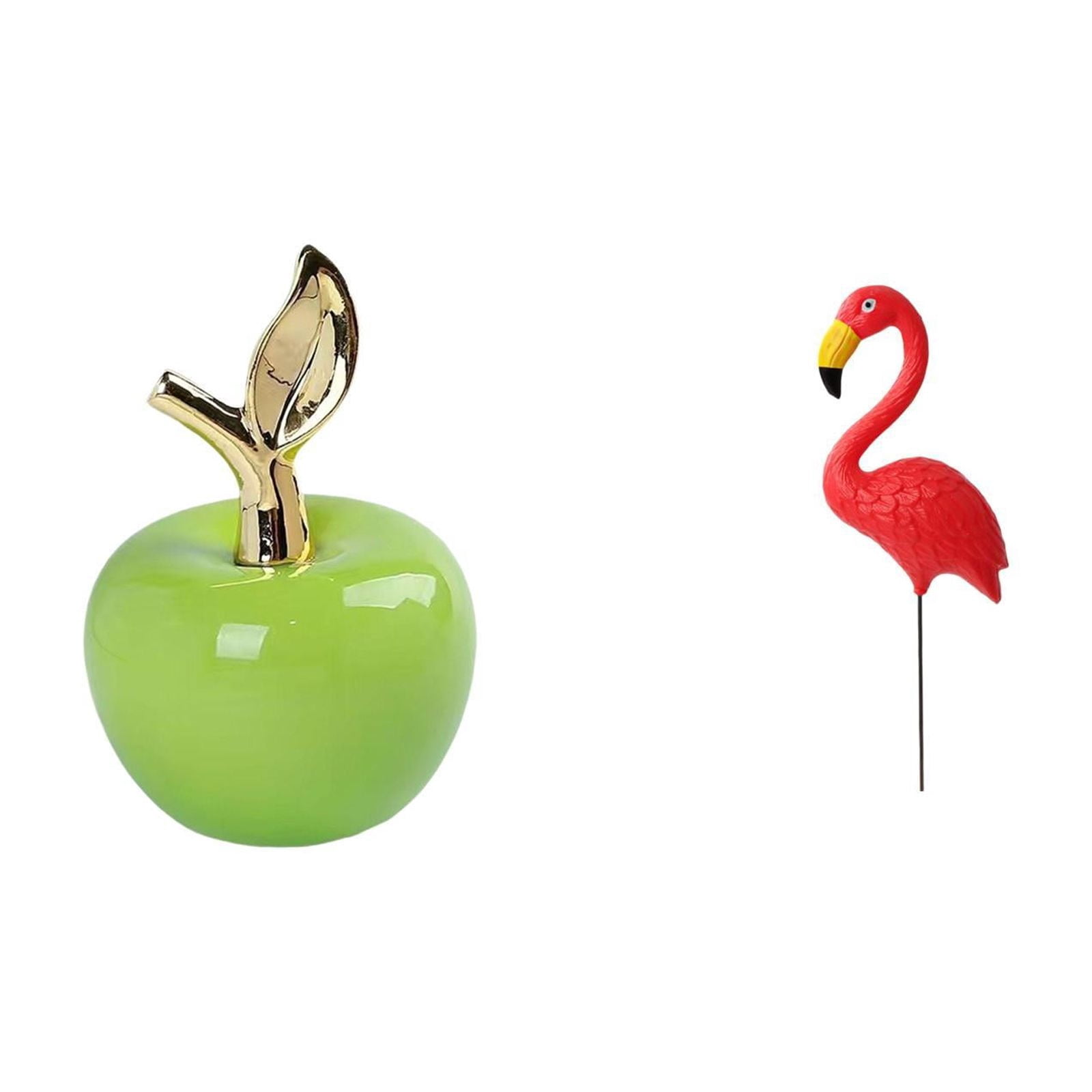Dualoai Ceramic Figurine Fruit Sculpture and Flamingo Garden Stake Sculpture for Holiday Spring Home Decoration Artwork Ornament for Cafe Study Room Yard Art Fairy Garden Accessories