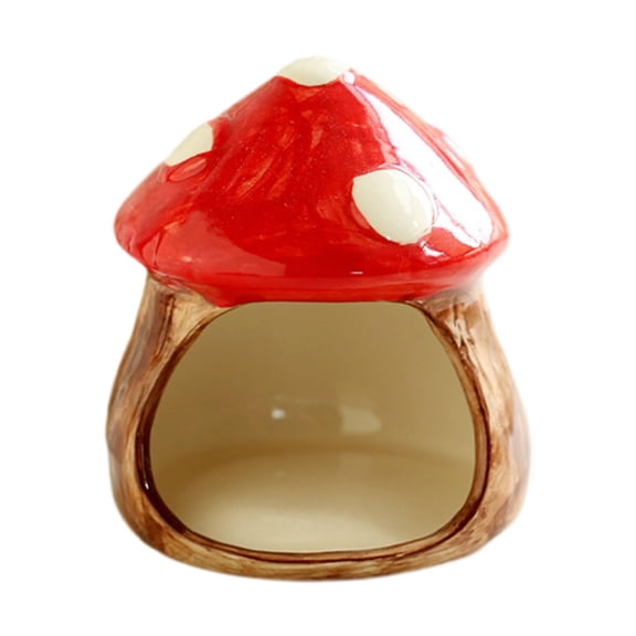 Dualoai Ceramic Hamster House Cartoon Hideaway House for Chipmunk Dwarf Hamster Rats S