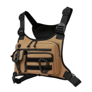 Dualoai Chest Rig Bag Adjustable Strap Modern Chest Pouch for Cycling Walking Picnic Khaki