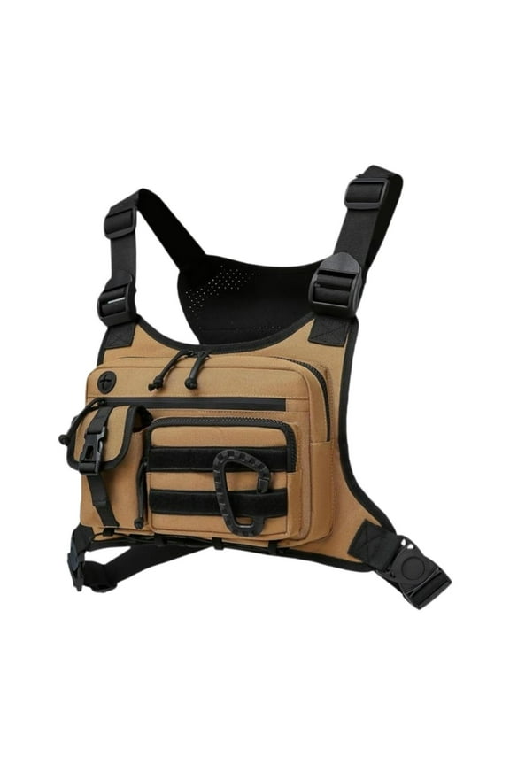 Chest Rig Bag Adjustable Strap Modern Chest Pouch for Cycling Walking Picnic Khaki