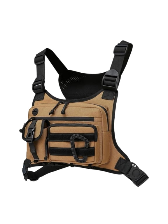 Chest Rig Bag Adjustable Strap Modern Chest Pouch for Cycling Walking Picnic Khaki