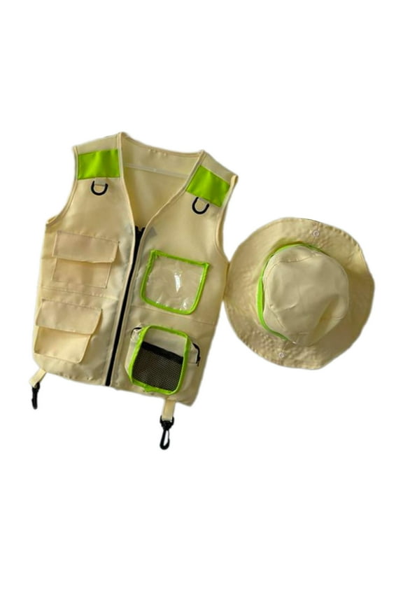 Children Explorer Vest Hat Children Fishing Outfit Outfit Vest Outdoor Adventure Green