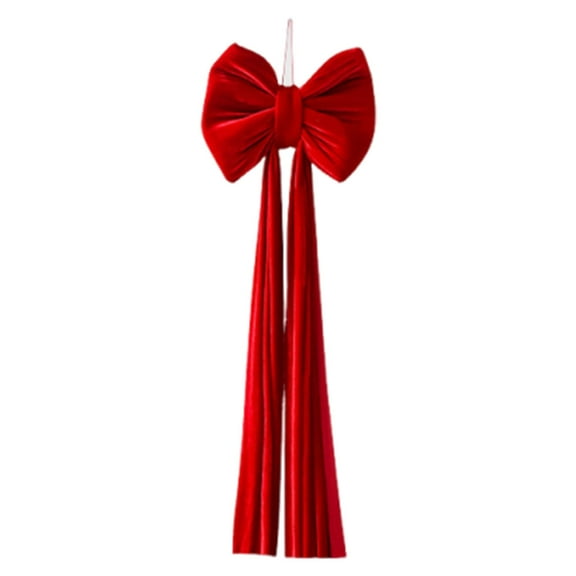 Dualoai Christmas Bow Decorative Bowknot Velvet Red Bow for Staircase Festival Porch