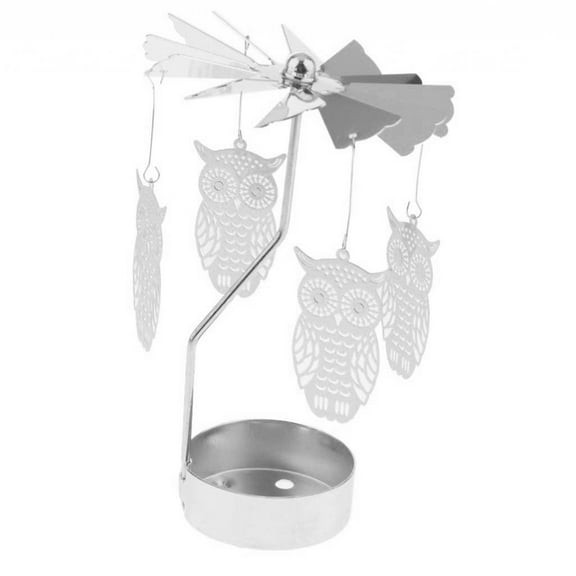 Dualoai Christmas Decor Rotating Candlestick Tea Light Holder Candlestick Owl