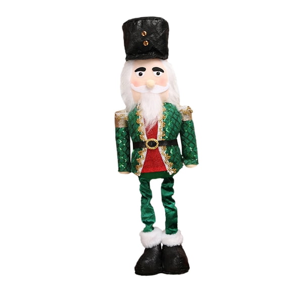 Dualoai Christmas Nutcracker Decor Telescopic Christmas Decor for Supermarket Office Green