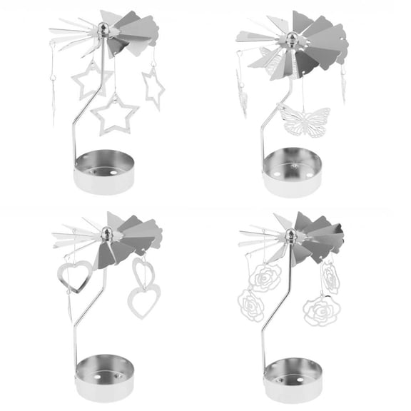 Dualoai Christmas Rotating Candle Holder Set-Heart/Rose/Butterfly/Star CandleStick