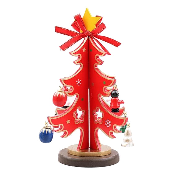 Dualoai Christmas Tree Ornament Statue Table DIY 3D Tree, Decoration for Bedroom Office Red S