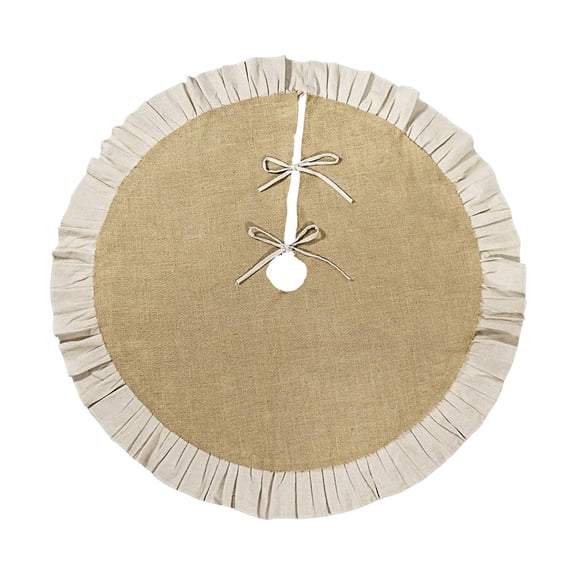 Dualoai Christmas Tree Skirt Decoration Linen Burlap Tree Skirt for Fall Winter Home 120cm