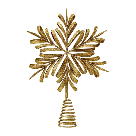 Dualoai Christmas Tree Topper Christmas Decoration for Outdoor Indoor Party Supplies Gold Snowflake