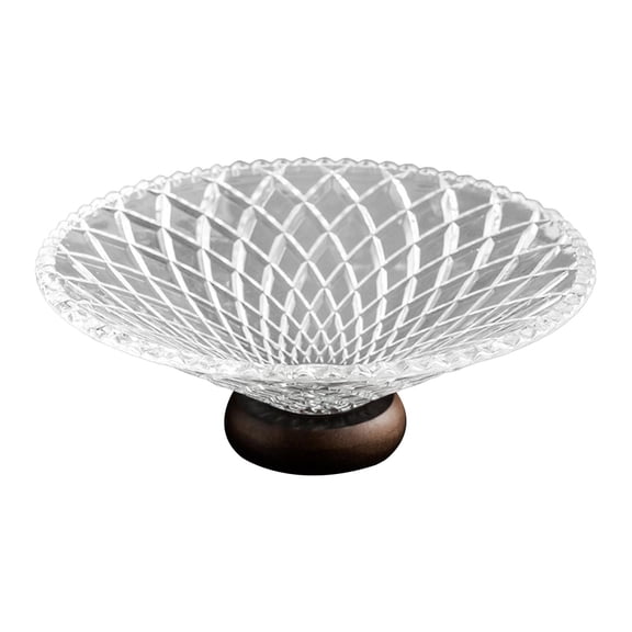 Dualoai Clear Glass Fruit Bowl Decorative Pedestal Tray Desk Potato Vegetable Holder Rhombus