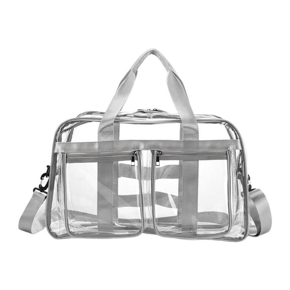 Dualoai Clear Tote Bag Fashion Women's Shoulder Bag for Music Festival Sports Travel Light Gray