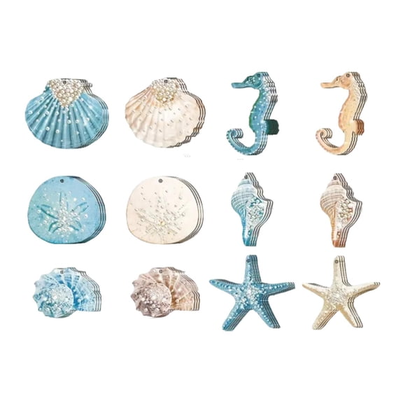 Dualoai Coastal Christmas Ornaments Xmas Tree Decor for Farmhouse Thanksgiving Party 36 Pieces