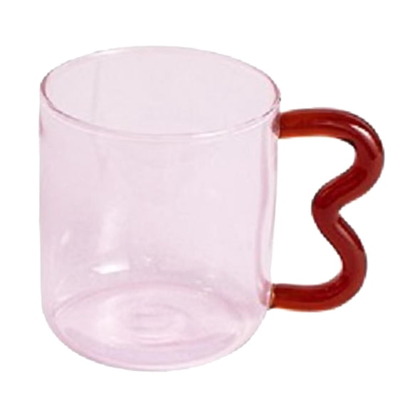 Dualoai Colorful Glass Mug Breakfast Drink Mug 15oz for Milk Water Office Pink