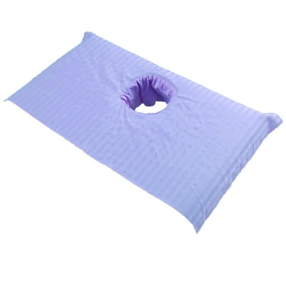 Dualoai Cotton Massage Table Sheets Top Bed Sheet Couch Cover with Face Hole Purple