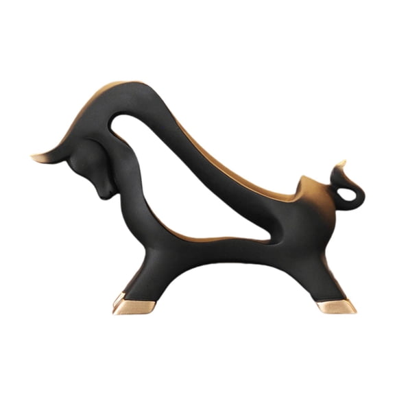 Dualoai Countertop Wine Rack Creative Cow Sculpture for Dining Table Entrance Office Black
