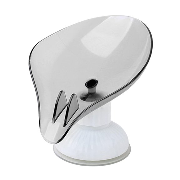 Dualoai Creative Leaf Shape Soap Box Bathroom Soap Holder Dish Bathroom Kitchen Non-slip Grey