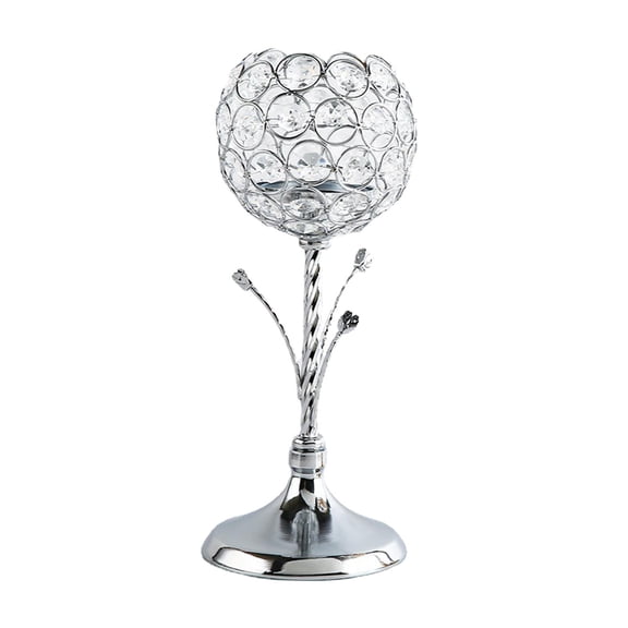 Dualoai Crystal Candle , Candle Stand Candlesticks for Home Wedding Party Centerpiece, Dinner Restaurant Hotel Decoration , , 10.23x3.93x3.93 inches Silver