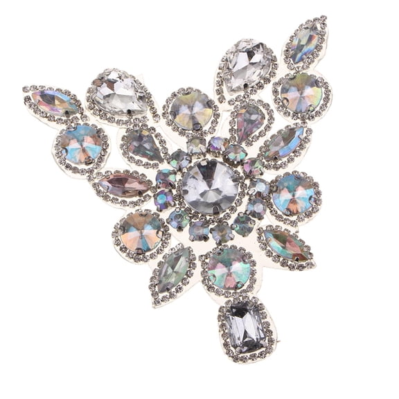 Dualoai Crystal Rhinestone Beads Applique Trim Sewing Iron on Bride Costume DIY Craft