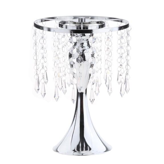 Dualoai Crystal Tassel Candle Holder Candlesticks Centerpiece Flower Vase Decor Ornament B-H 26cm-silver