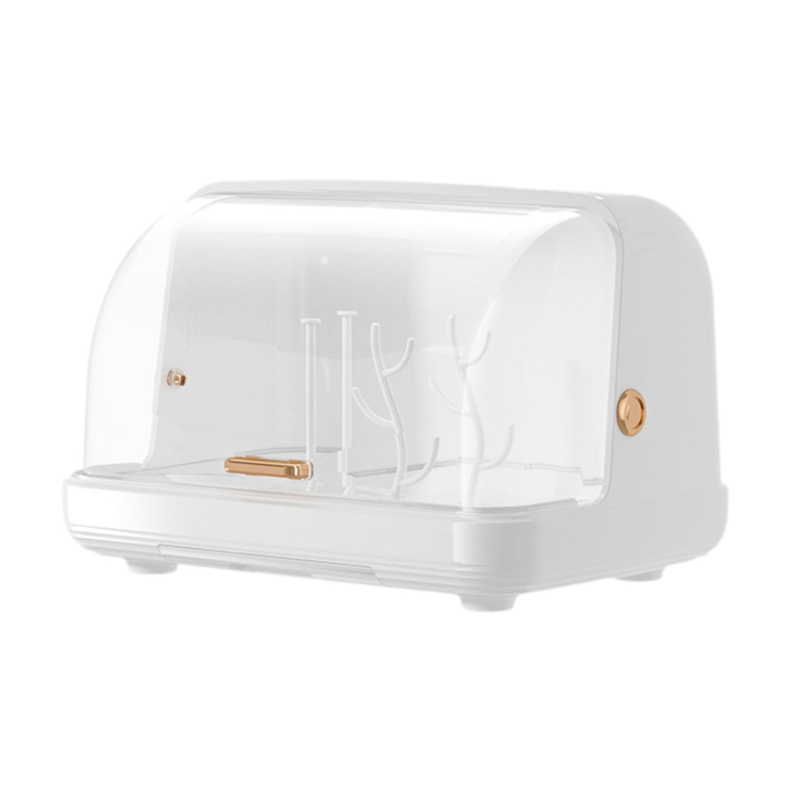 Dualoai Cup Storage Holder with Cover Nursing Bottle Dry Rack Hollow Bottom Multipurpope White