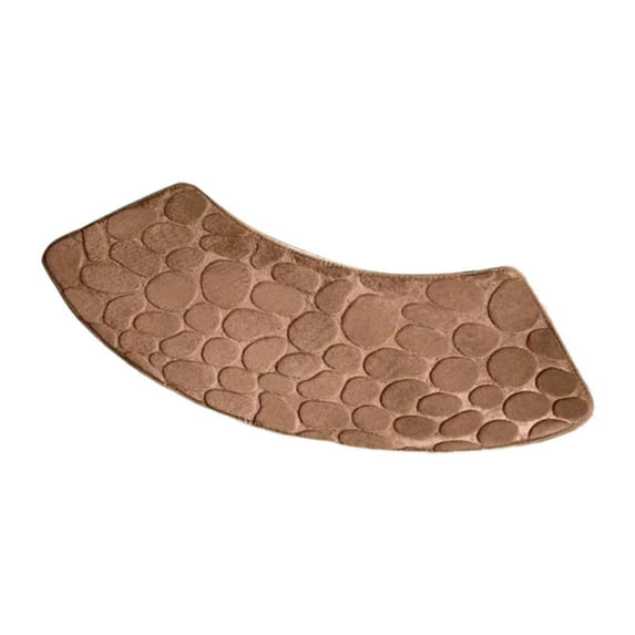 Dualoai Curved Shower Mat Comfortable Toilet Rug Carpet Bath Rug for Home Tub Shower Coffee