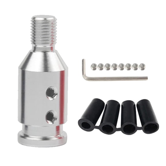 Dualoai Custom Aluminum Universal Shift knob Shifter Adapter for Mini Non Threaded Shifters M10x1.5 (Silver)