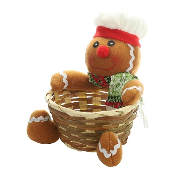 Dualoai Cute Candy Storage Basket Christmas Party Gift Holder Storage Basket Gift Gingerbread Man S