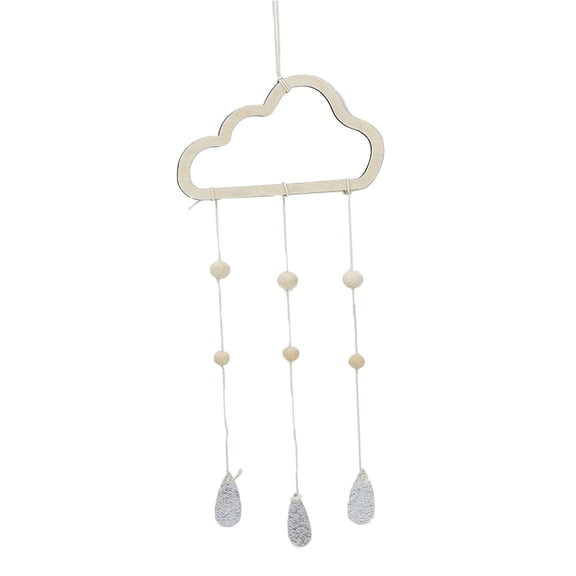 Dualoai Cute Cloud Raindrop Shape Wooden Wall Hangings Decoration For Baby Bed Room #3 3