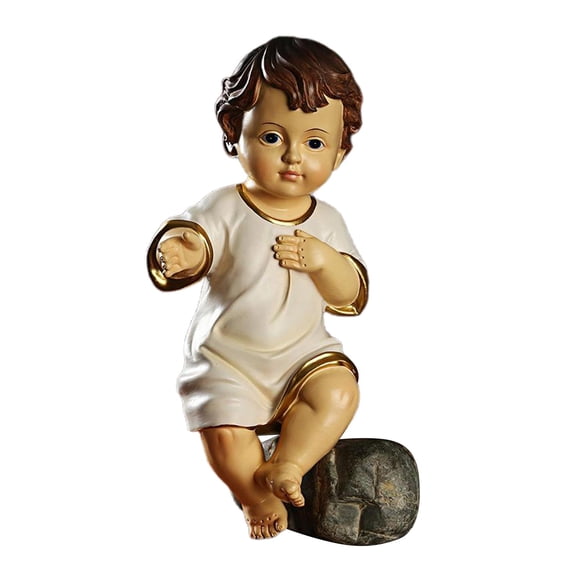 Dualoai Cute Little Boy Statue, European Baby Sculpture, Hand Painted Figures, Book Room