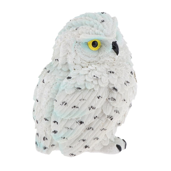 Dualoai Cute Owl Figurines Mini Fairy Garden Ornament Owl Birds Figure Toy Xmas Gift White Owl 10cm