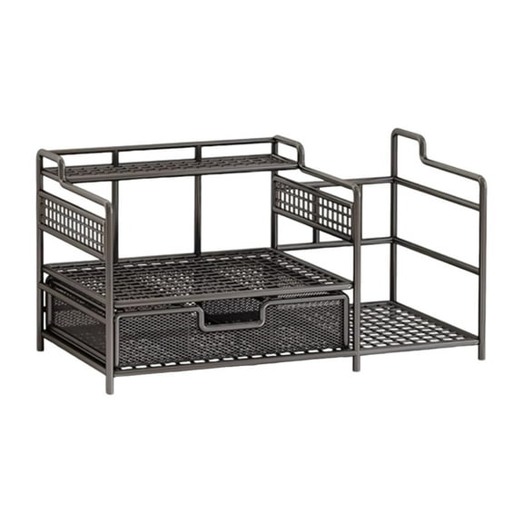 Dualoai Desk File Organizer Houseware File Holder for Apartment Countertop Dormitory Black